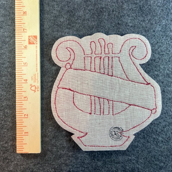 Vtg Marching Band Letterman Jacket Badge Varsity School Lyre Red White YHS 1930s - Picture 3 of 9